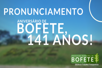 Pronunciamento do prefeito e vice-prefeita – aniversário de Bofete