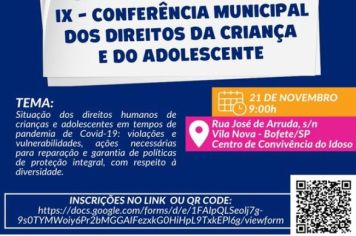 Participe da nossa IX Conferência Municipal dos Direitos da Criança e Adolescente de Bofete!
