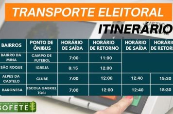 Transporte Eleitoral - Itinerário
