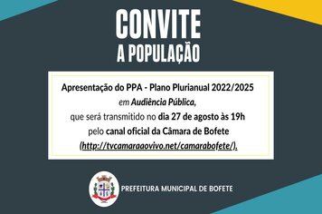 CONVITE - Audiência Pública (Apresentação PPA 2022/2025)