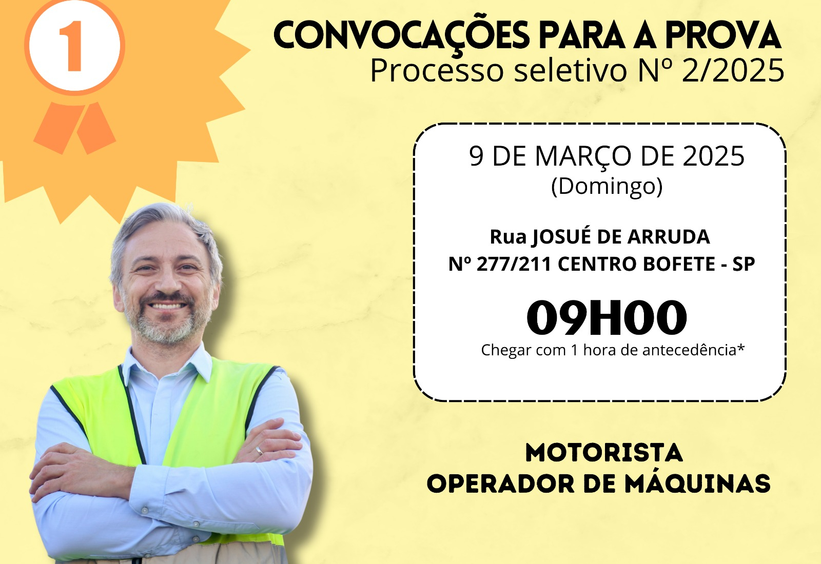 CONVOCAÇÃO PARA AS PROVAS PRÁTICAS PROCESSO SELETIVO Nº 02/2025