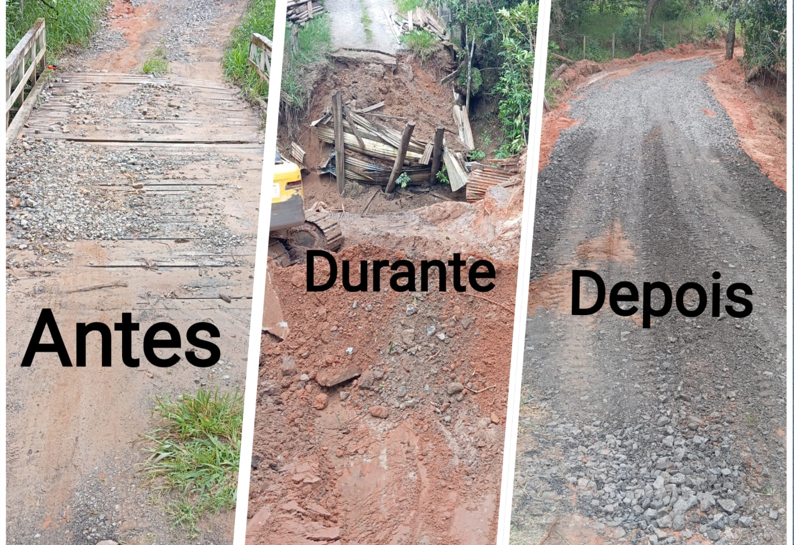 ANTES E DEPOIS: MANUTENÇÃO DAS PONTES NAS ESTRADAS RURAIS!